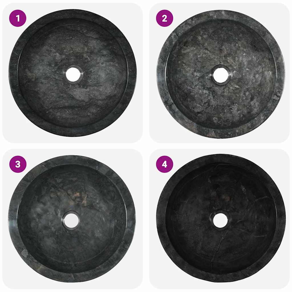 Chiuvetă, negru, 40 x 12 cm, marmură