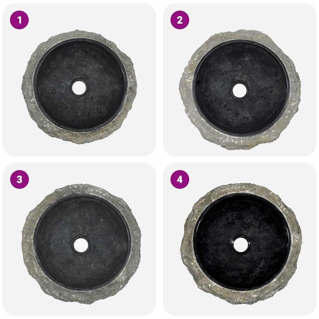 Chiuvetă, negru, 40 x 12 cm, marmură