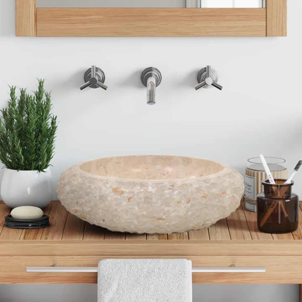 Chiuvetă, crem, 40 x 12 cm, marmură