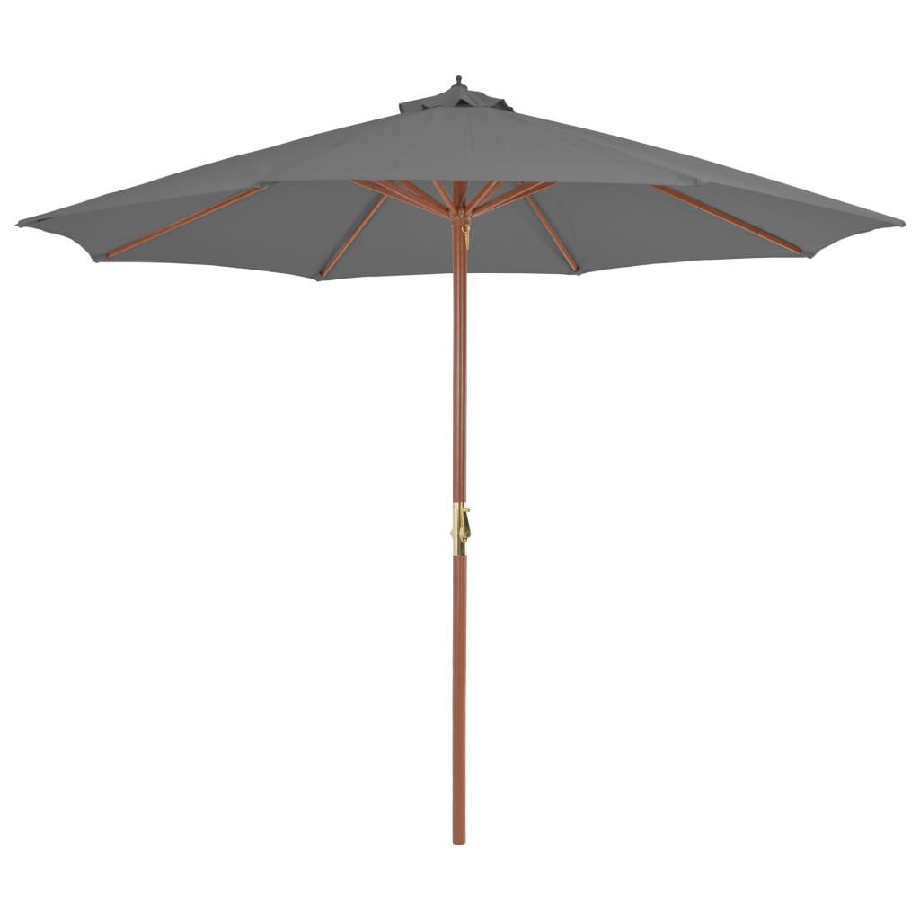 Umbrelă de soare de exterior, stâlp din lemn, 300 cm, antracit