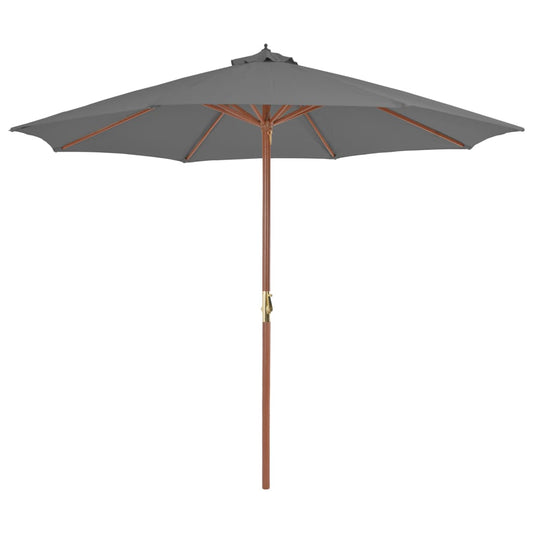 Umbrelă de soare de exterior, stâlp din lemn, 300 cm, antracit