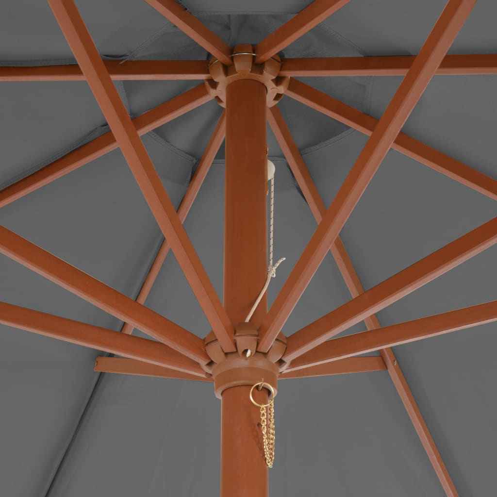 Umbrelă de soare de exterior, stâlp din lemn, 300 cm, antracit