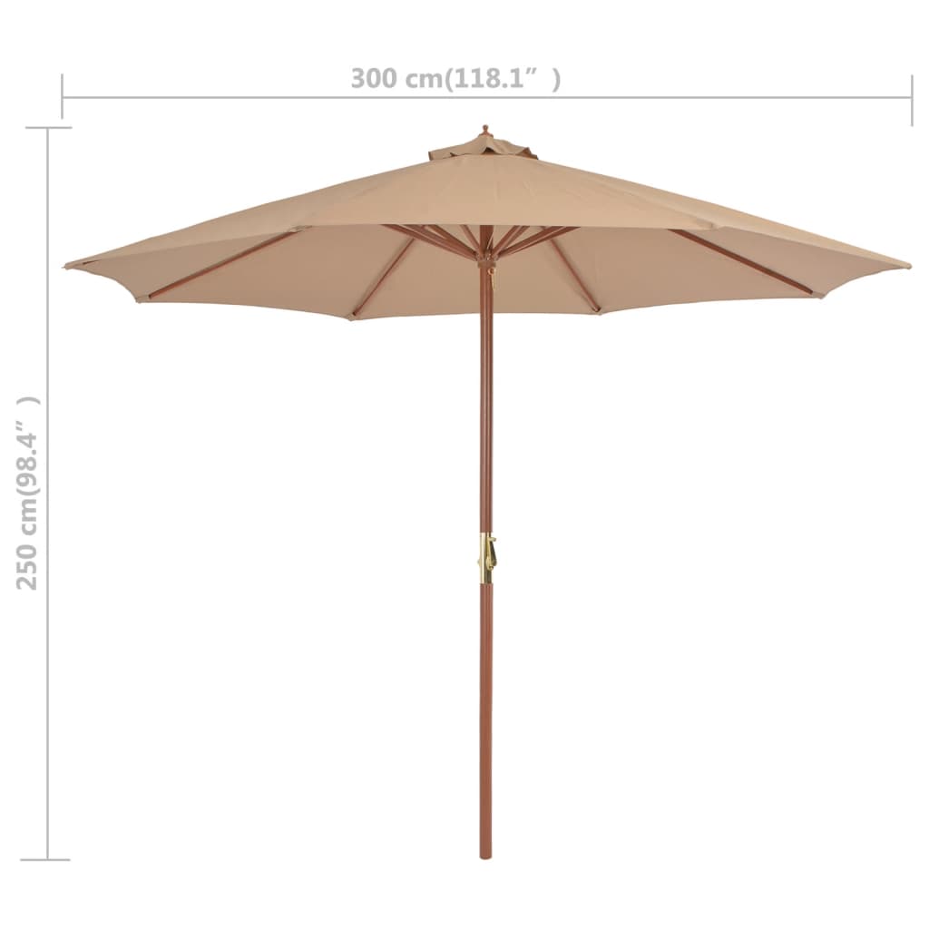 Umbrelă soare de exterior, stâlp metalic, 300 cm, gri taupe