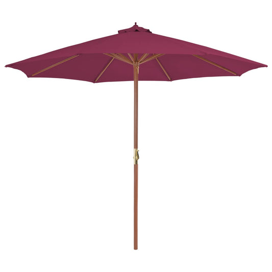Umbrelă de soare exterior, stâlp din lemn, 300 cm, roșu bordo