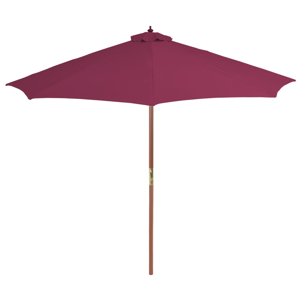 Umbrelă de soare exterior, stâlp din lemn, 300 cm, roșu bordo