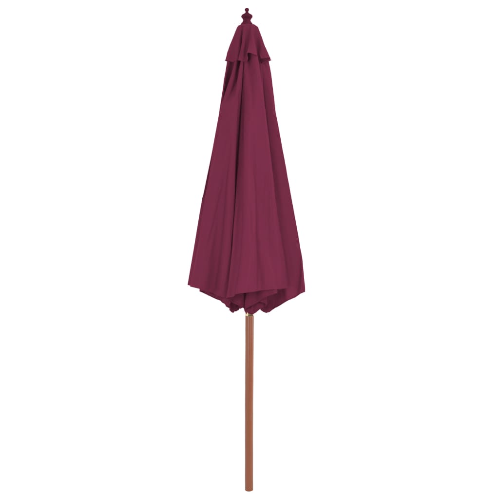Umbrelă de soare exterior, stâlp din lemn, 300 cm, roșu bordo