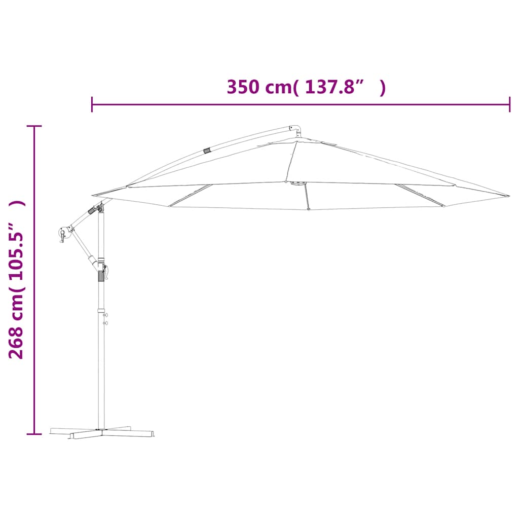 Umbrelă în consolă cu stâlp din aluminiu, 350 cm, antracit