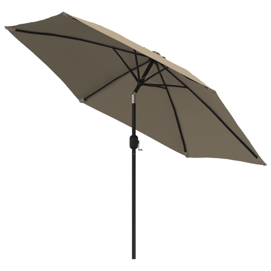 Umbrelă de soare exterior, LED-uri și stâlp oțel, taupe, 300 cm