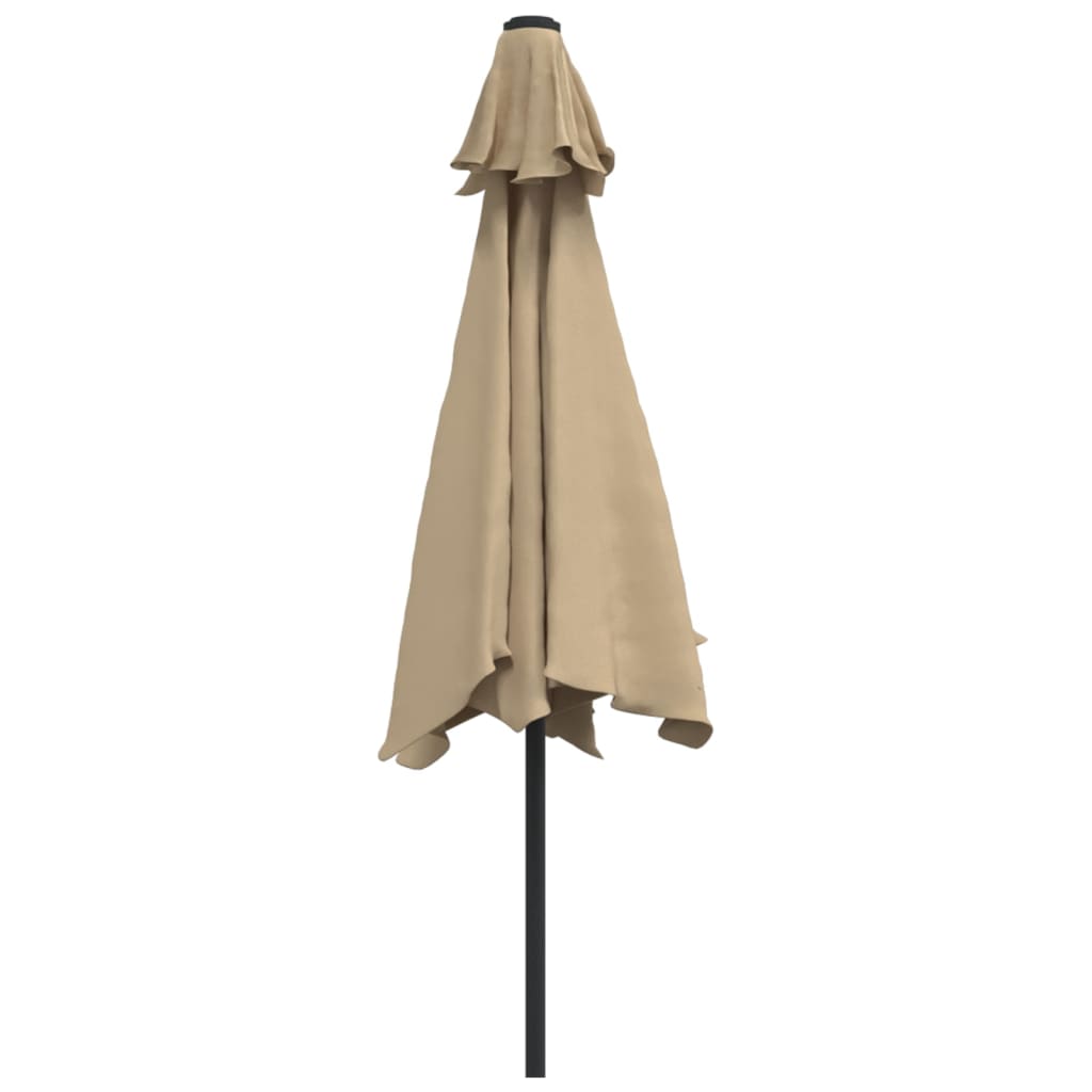 Umbrelă de soare exterior, LED-uri și stâlp oțel, taupe, 300 cm