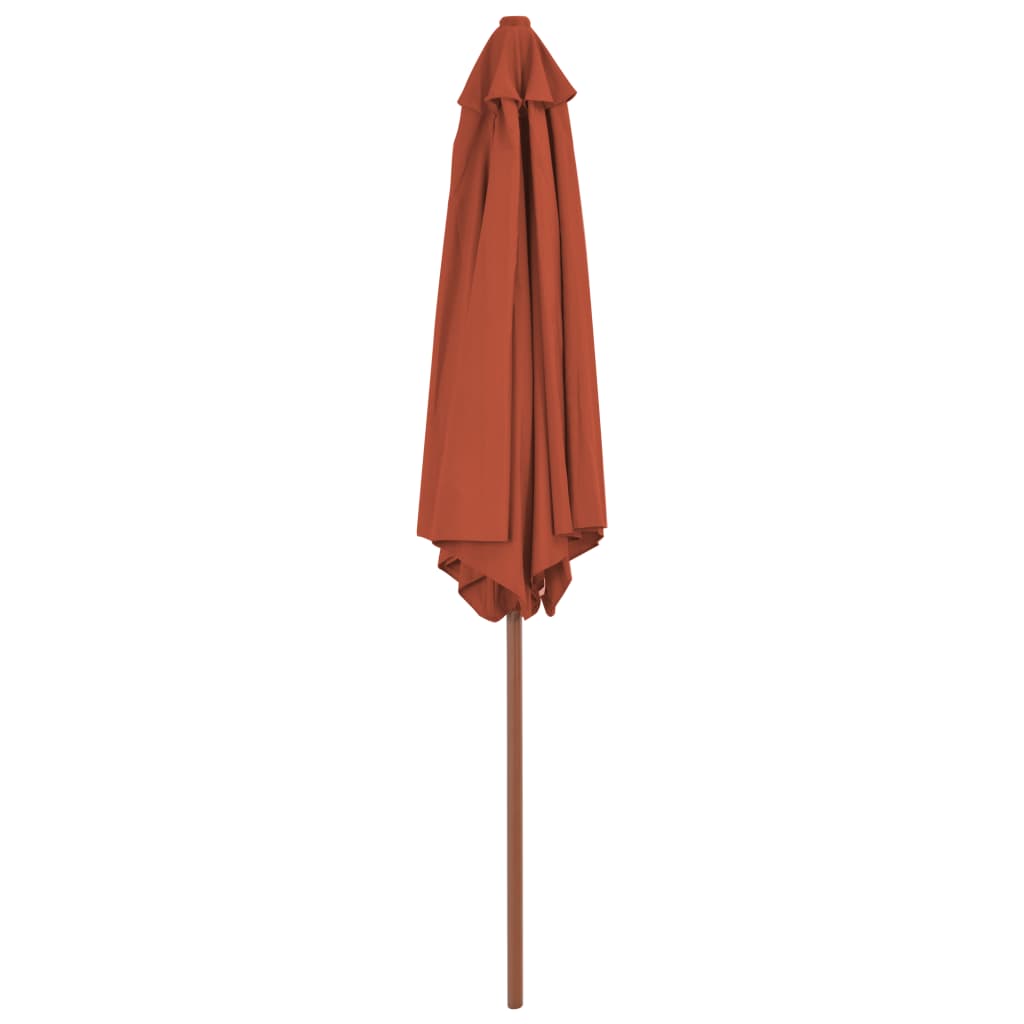 Umbrelă de soare de exterior, stâlp din lemn, cărămiziu, 270 cm