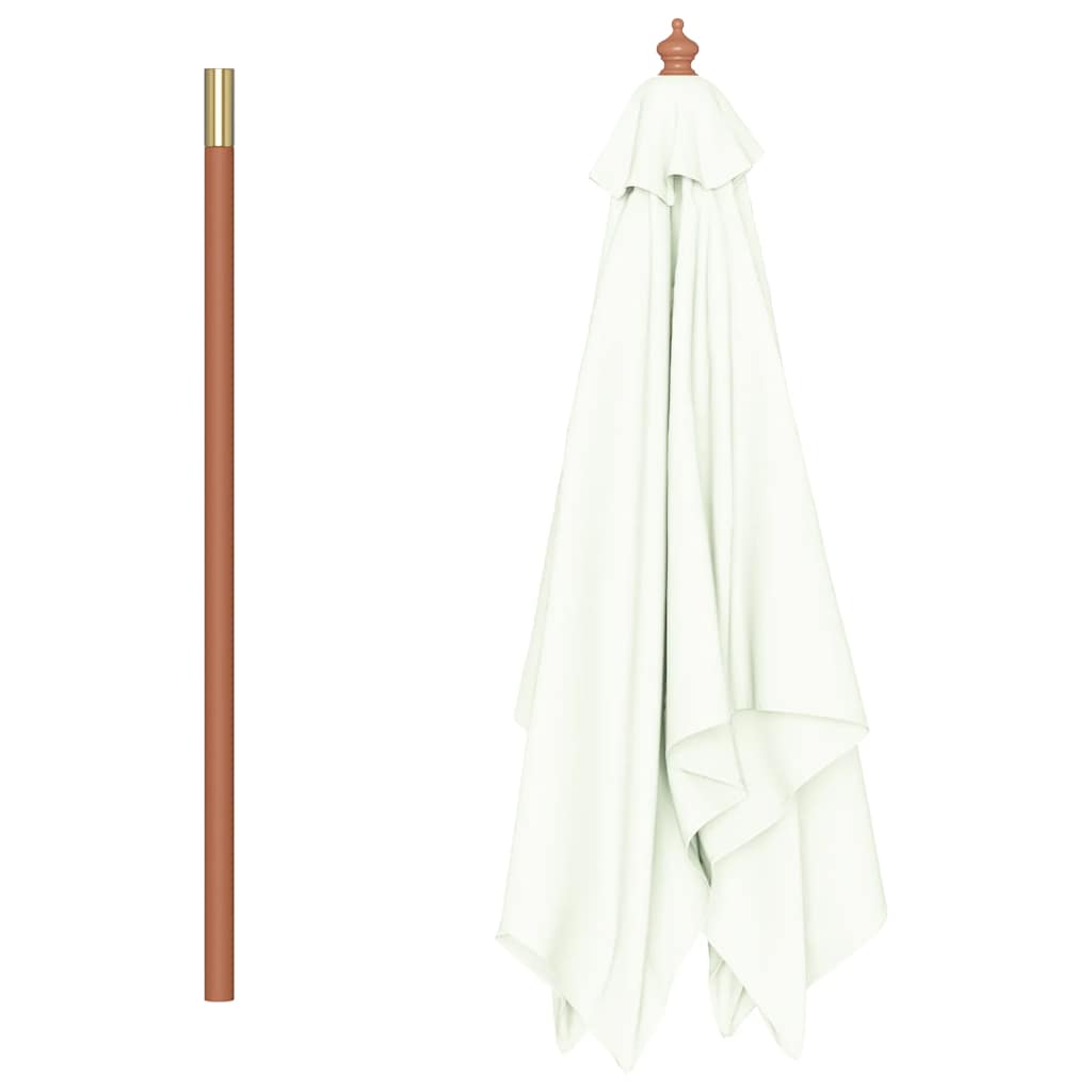 Umbrelă de soare, exterior, stâlp lemn, 150x200 cm, nisipiu