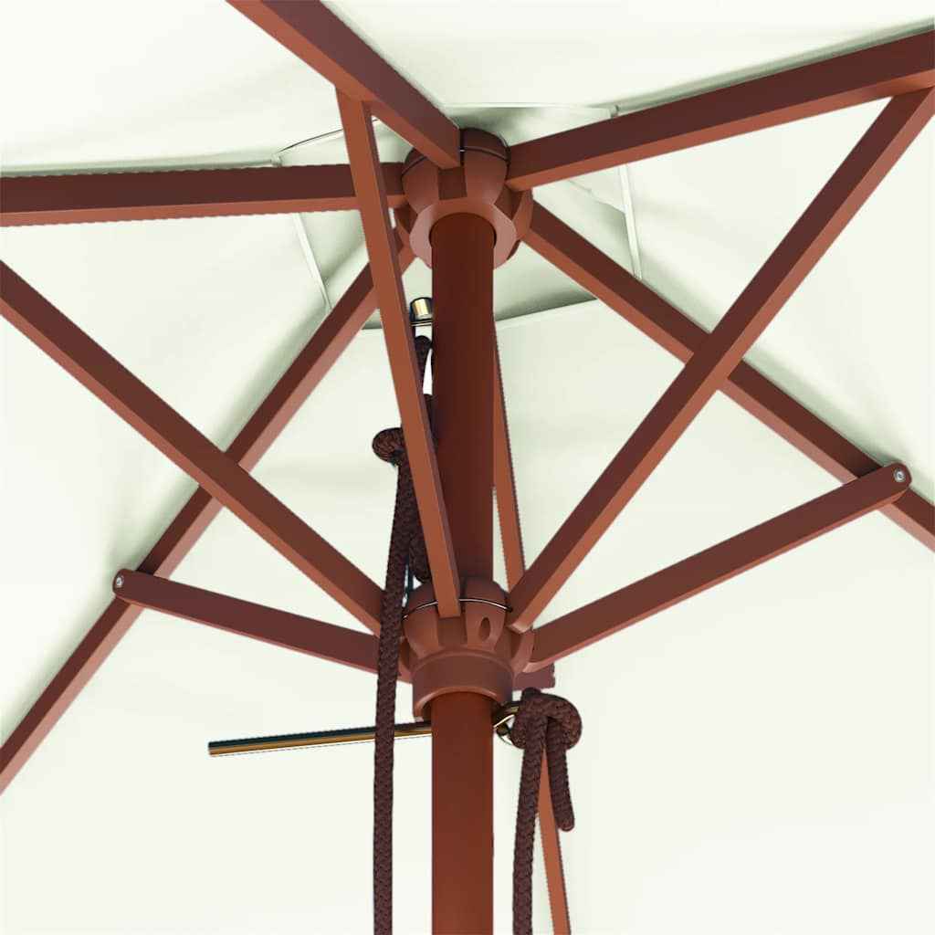 Umbrelă de soare, exterior, stâlp lemn, 150x200 cm, nisipiu