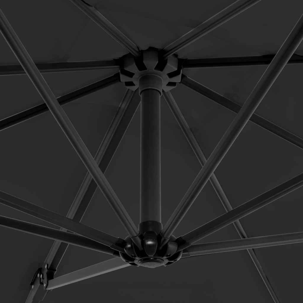 Umbrelă în consolă cu stâlp din aluminiu, antracit, 250x250 cm