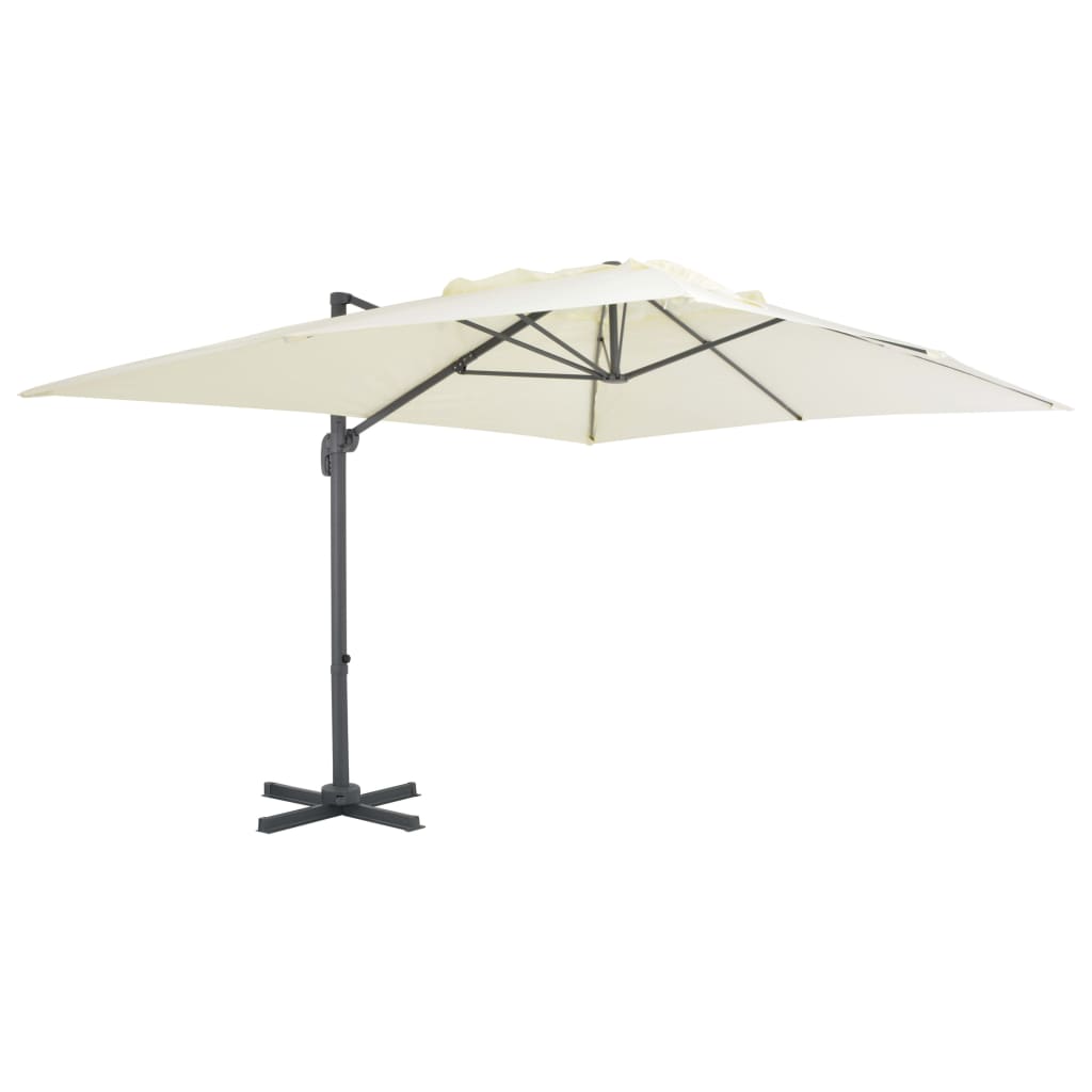 Umbrelă de grădină în consolă cu stâlp din aluminiu 400x300 cm, culoare nisip