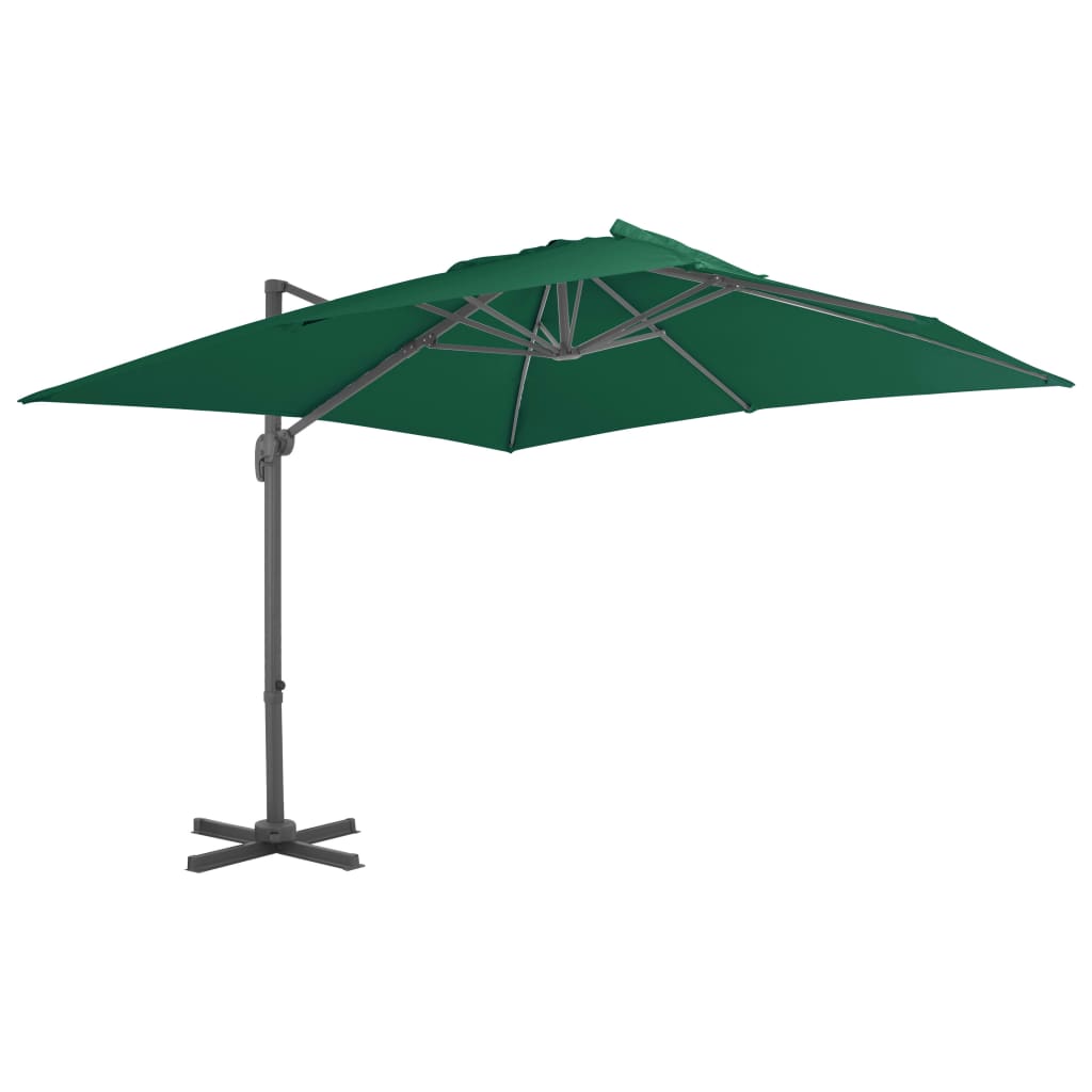 Umbrelă în consolă cu stâlp din aluminiu, verde, 300x300 cm