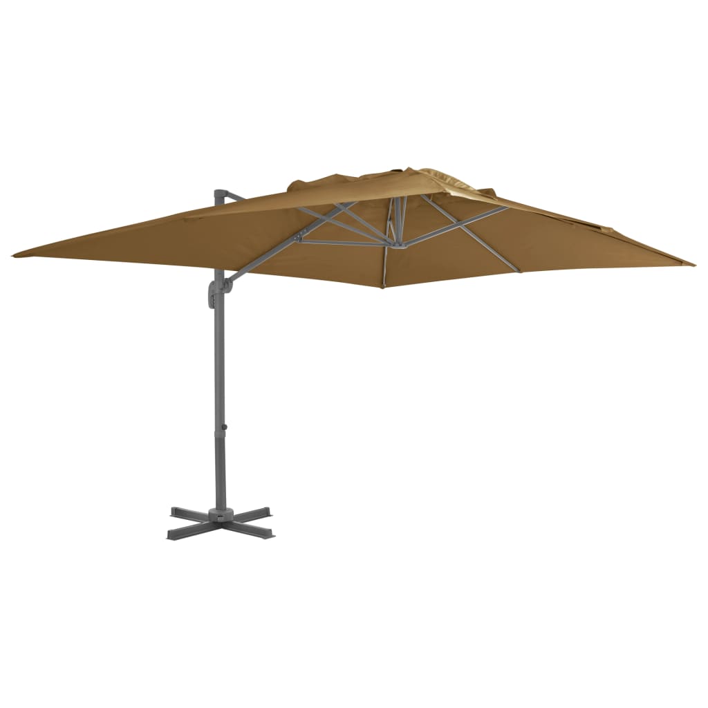 Umbrelă de grădină în consolă cu stâlp din aluminiu 400x300 cm, gri taupe