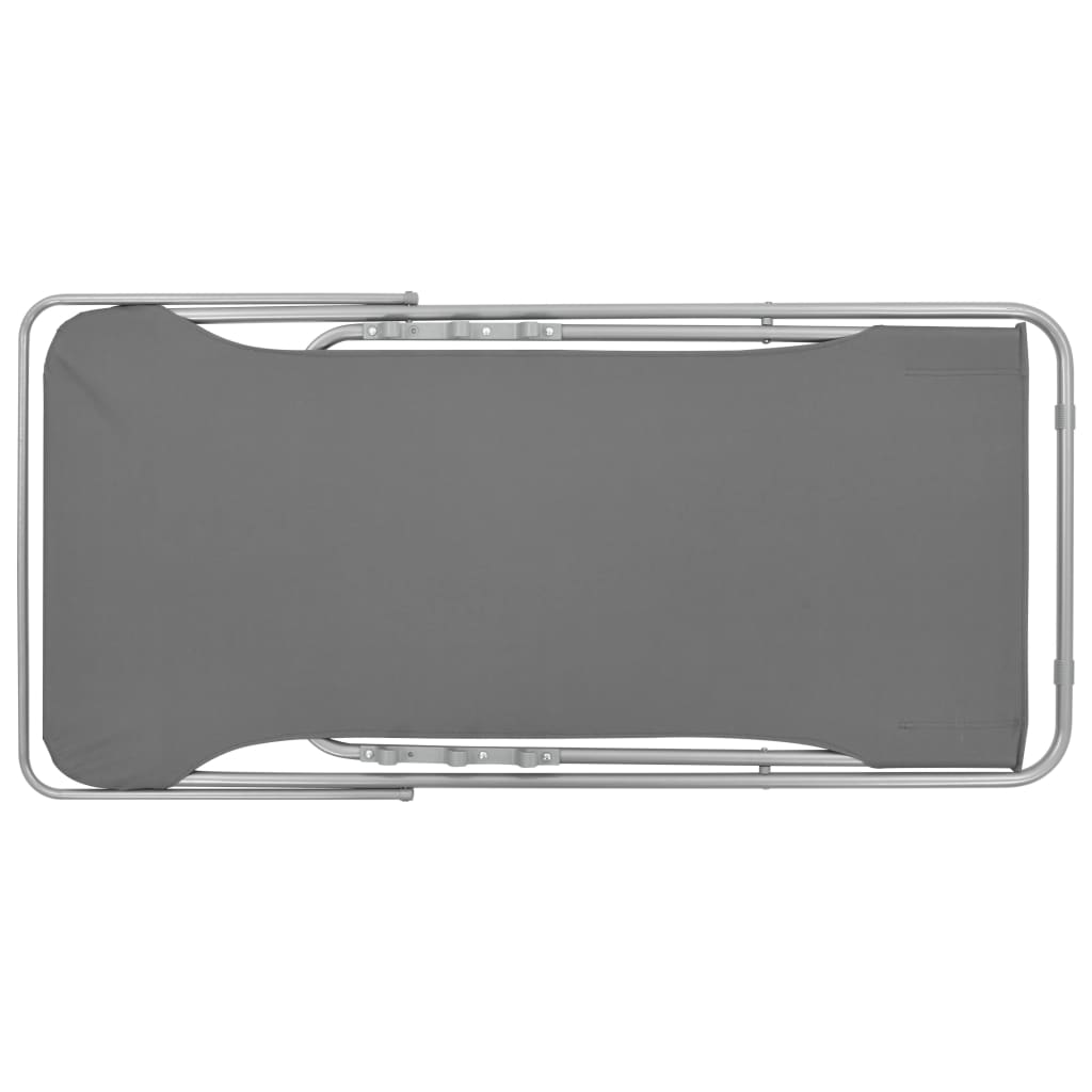 Scaune de plajă pliabile, 2 buc., gri, oțel și țesătură oxford