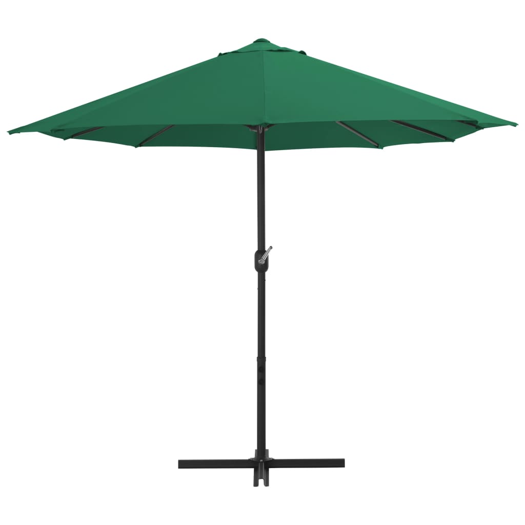 Umbrelă de soare de exterior, stâlp aluminiu, verde, 460x270 cm
