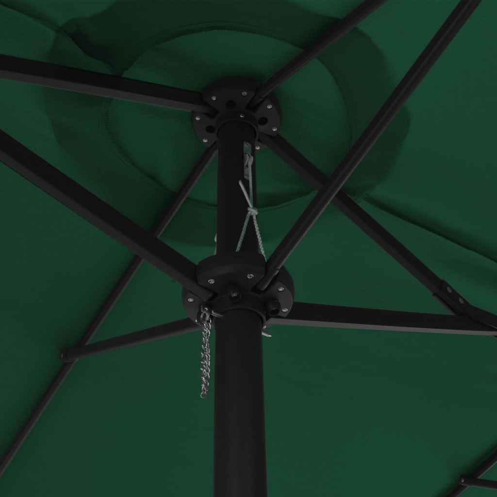 Umbrelă de soare de exterior, stâlp aluminiu, verde, 460x270 cm