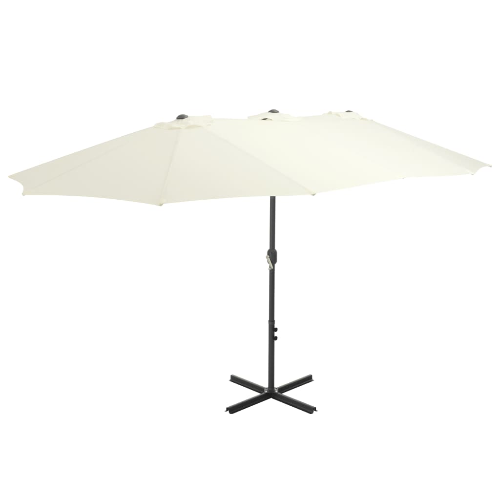 Umbrelă soare exterior, stâlp aluminiu, nisipiu, 460 x 270 cm