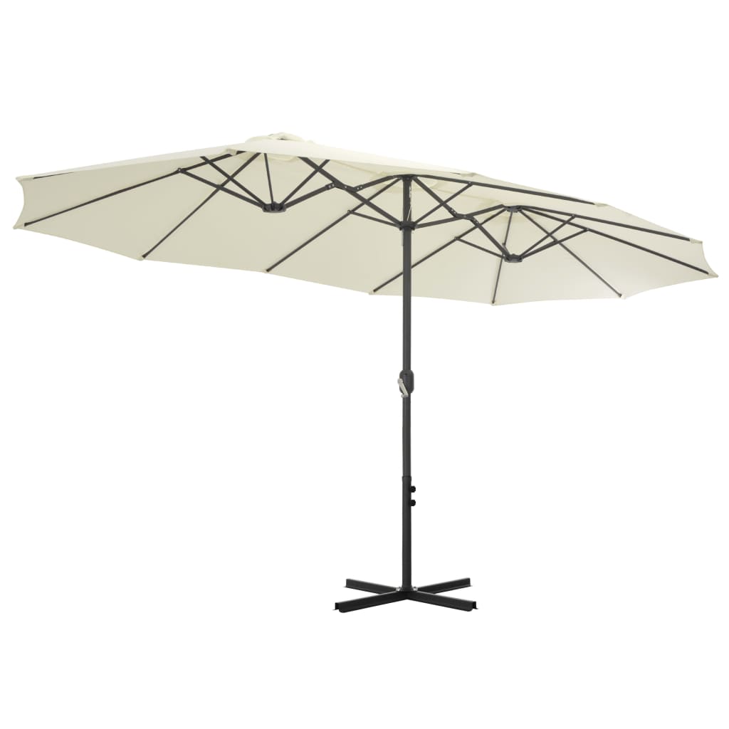 Umbrelă soare exterior, stâlp aluminiu, nisipiu, 460 x 270 cm