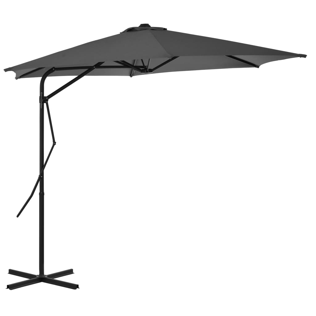 Umbrelă de soare de exterior, stâlp din oțel, antracit, 300 cm