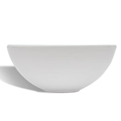 Chiuvetă de baie cu robinet mixer, ceramică, rotund, alb