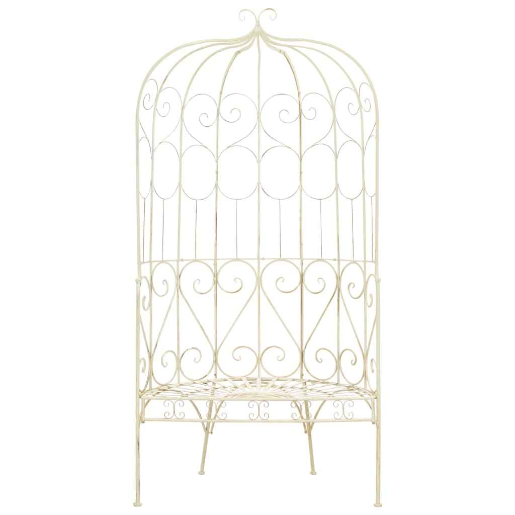 Bancă de grădină, alb vintage, 95 cm, fier