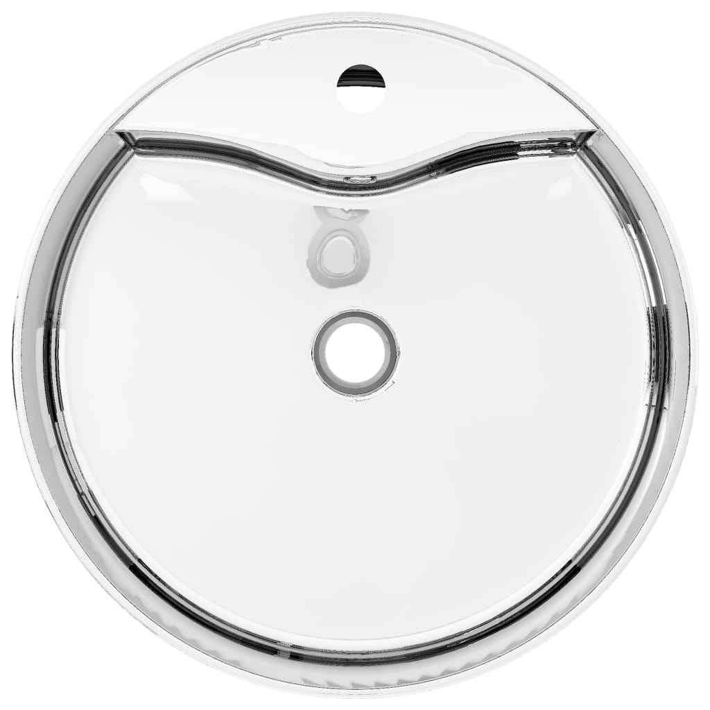 Chiuvetă cu preaplin, argintiu, 46,5x15,5 cm, ceramică