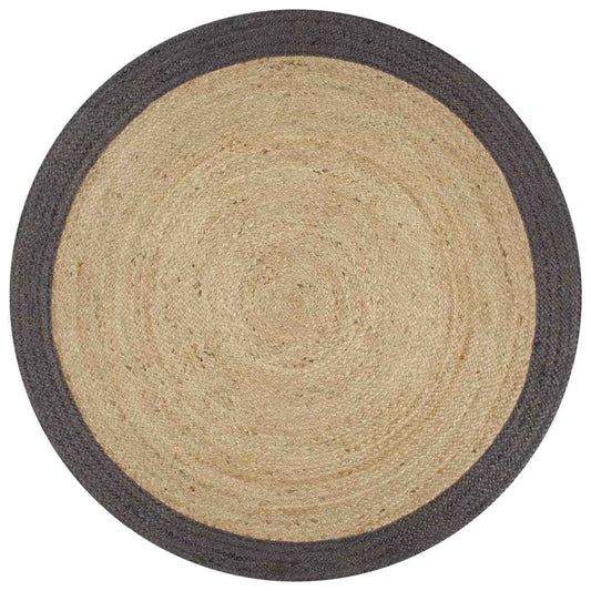 Covor manual cu margine gri închis, 120 cm, iută