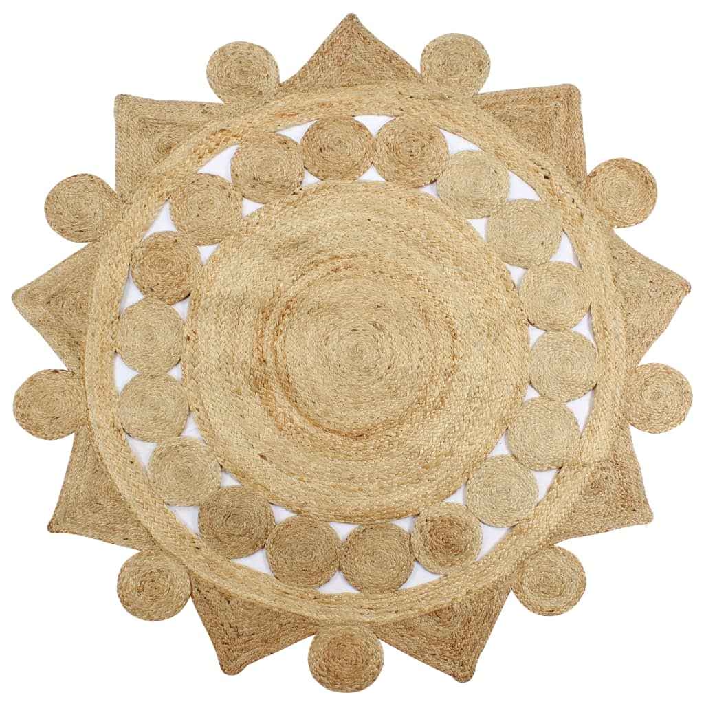 Covor manual din iută împletită, 90 cm