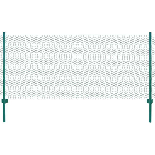 Gard din plasă de sârmă cu stâlpi, verde, 25 x 1 m, oțel