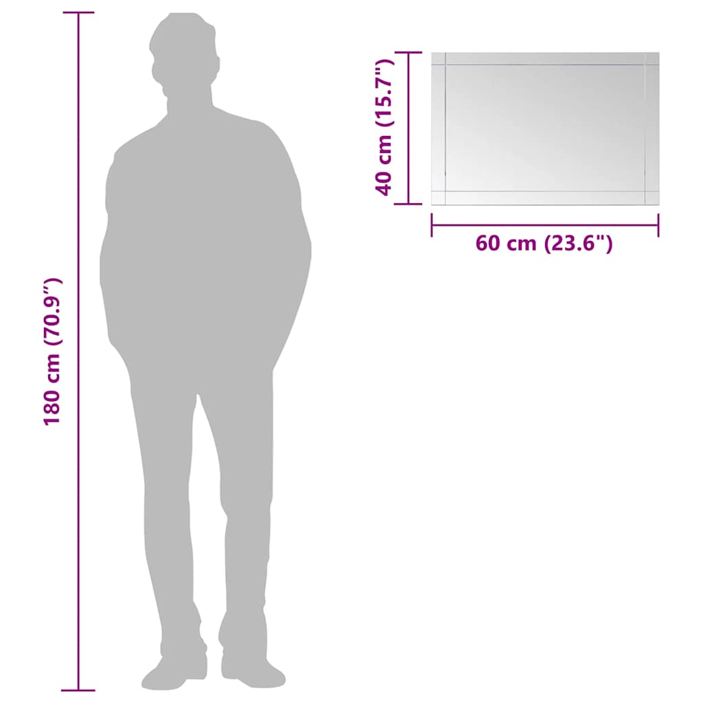 Oglindă de perete, 60 x 40 cm, sticlă