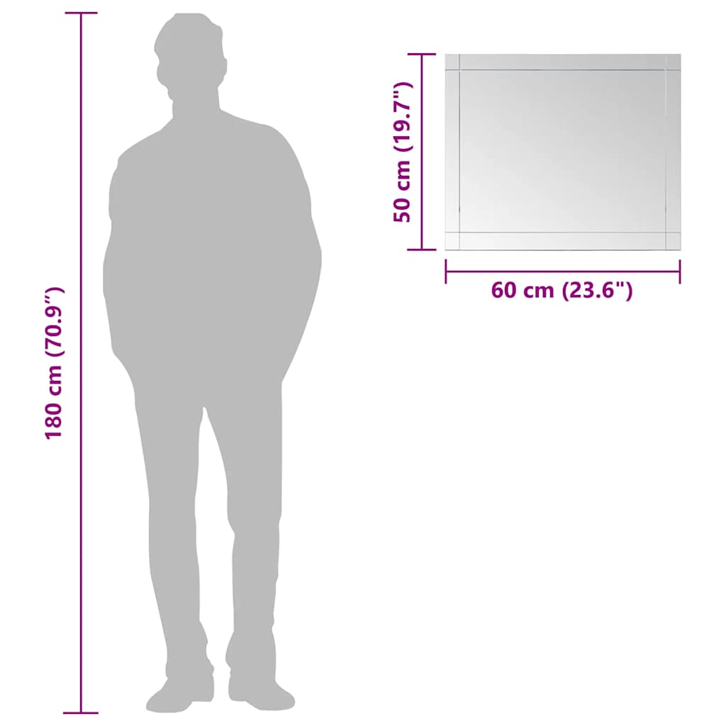 Oglindă de perete, 60 x 50 cm, sticlă