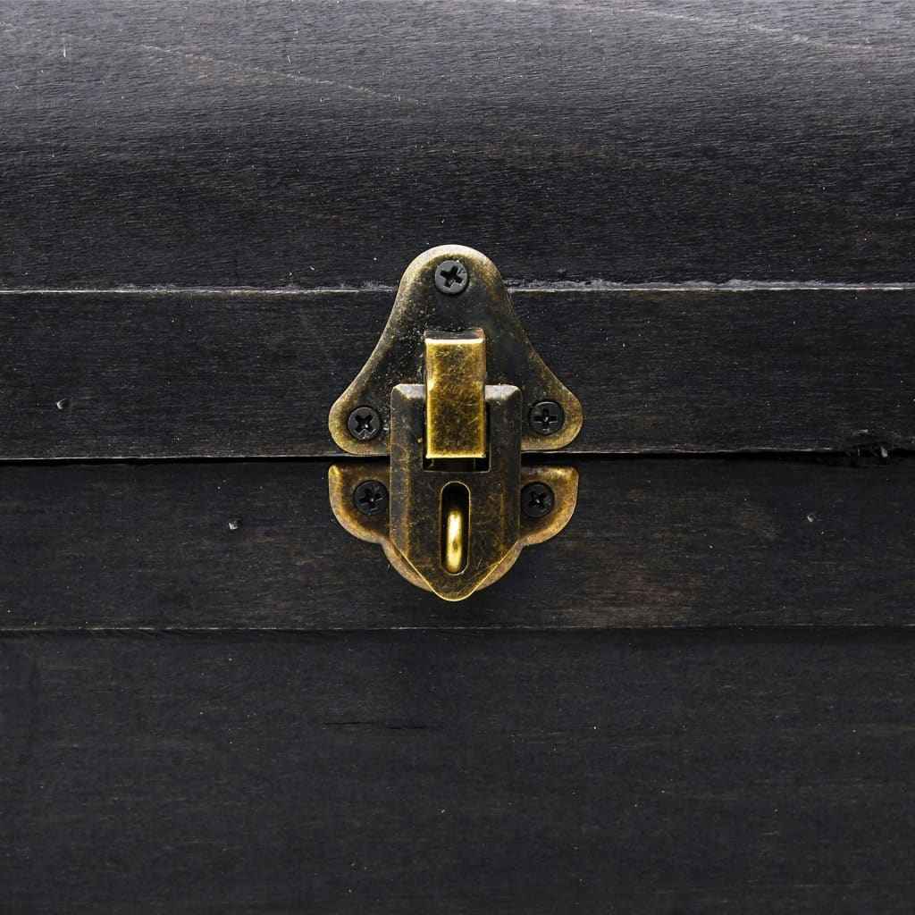 Cufăr vintage mare, negru, lemn