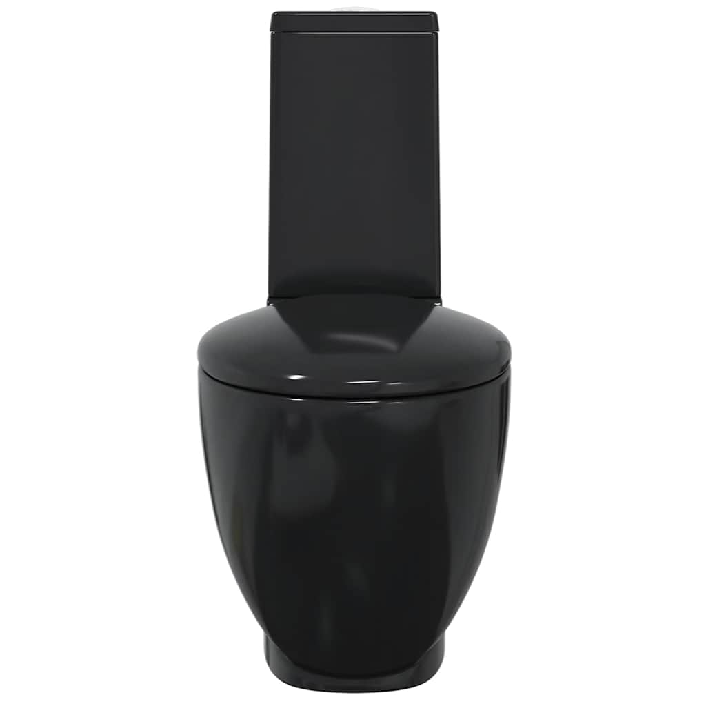 Toaletă, negru, ceramică, flux de apă în spate