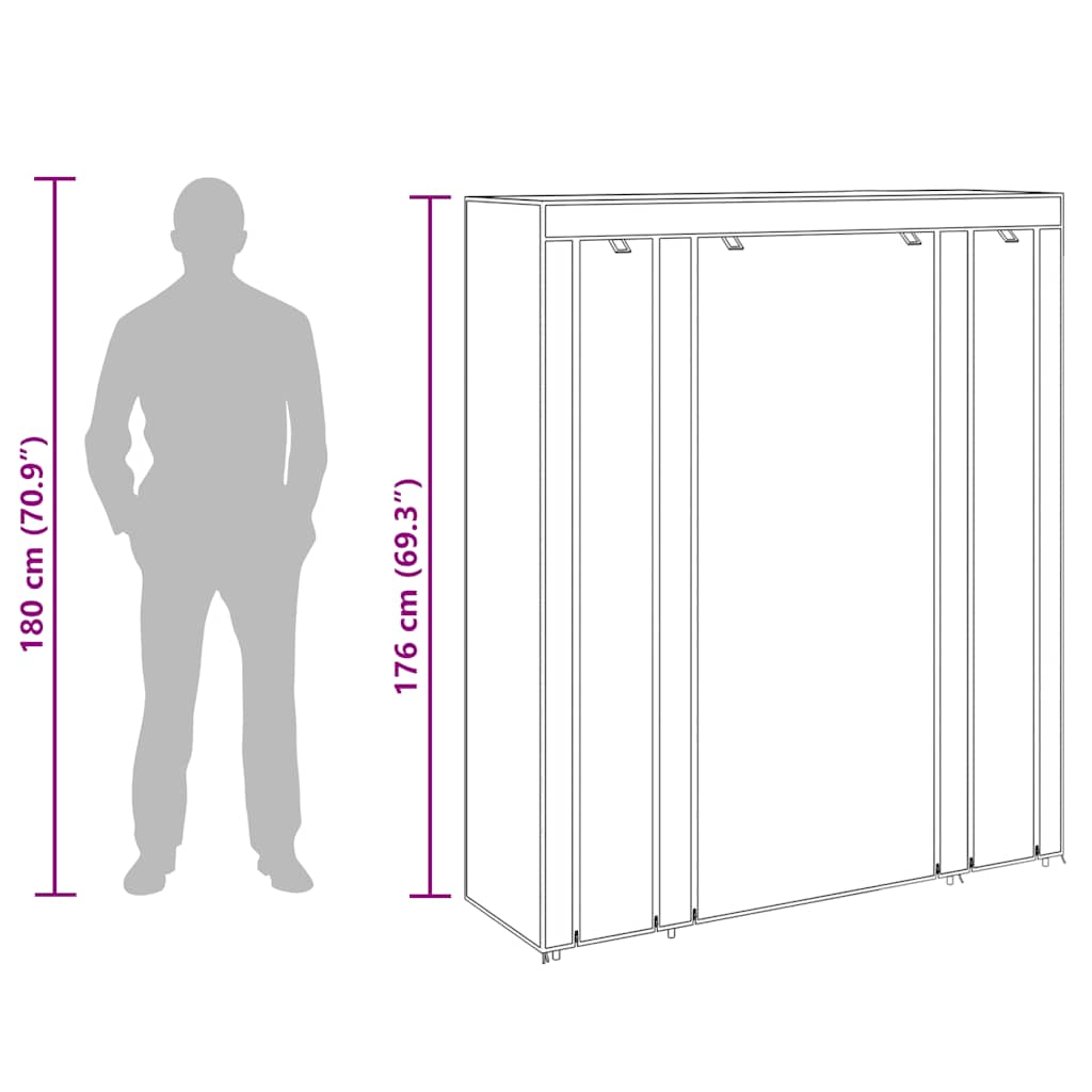 Dulap material textil compartimente și tije 45x150x176 cm negru