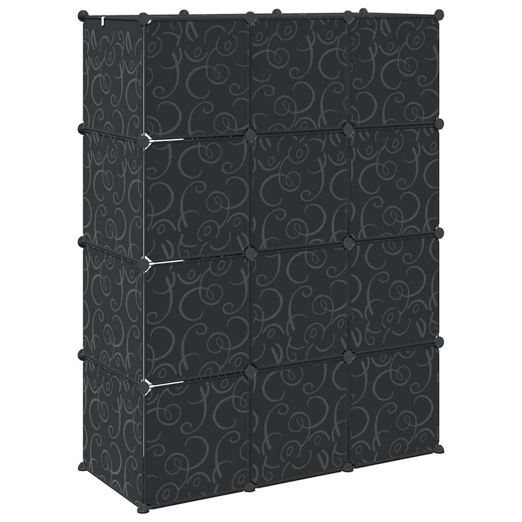 Dulap modular cu 9 compartimente, 109x36,5x143 cm, negru și alb