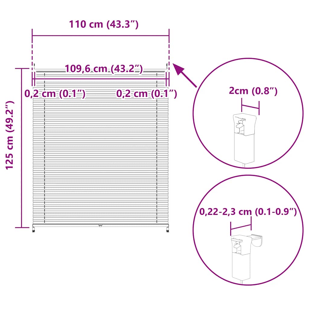 Jaluzea plisată, crem, 110x125 cm