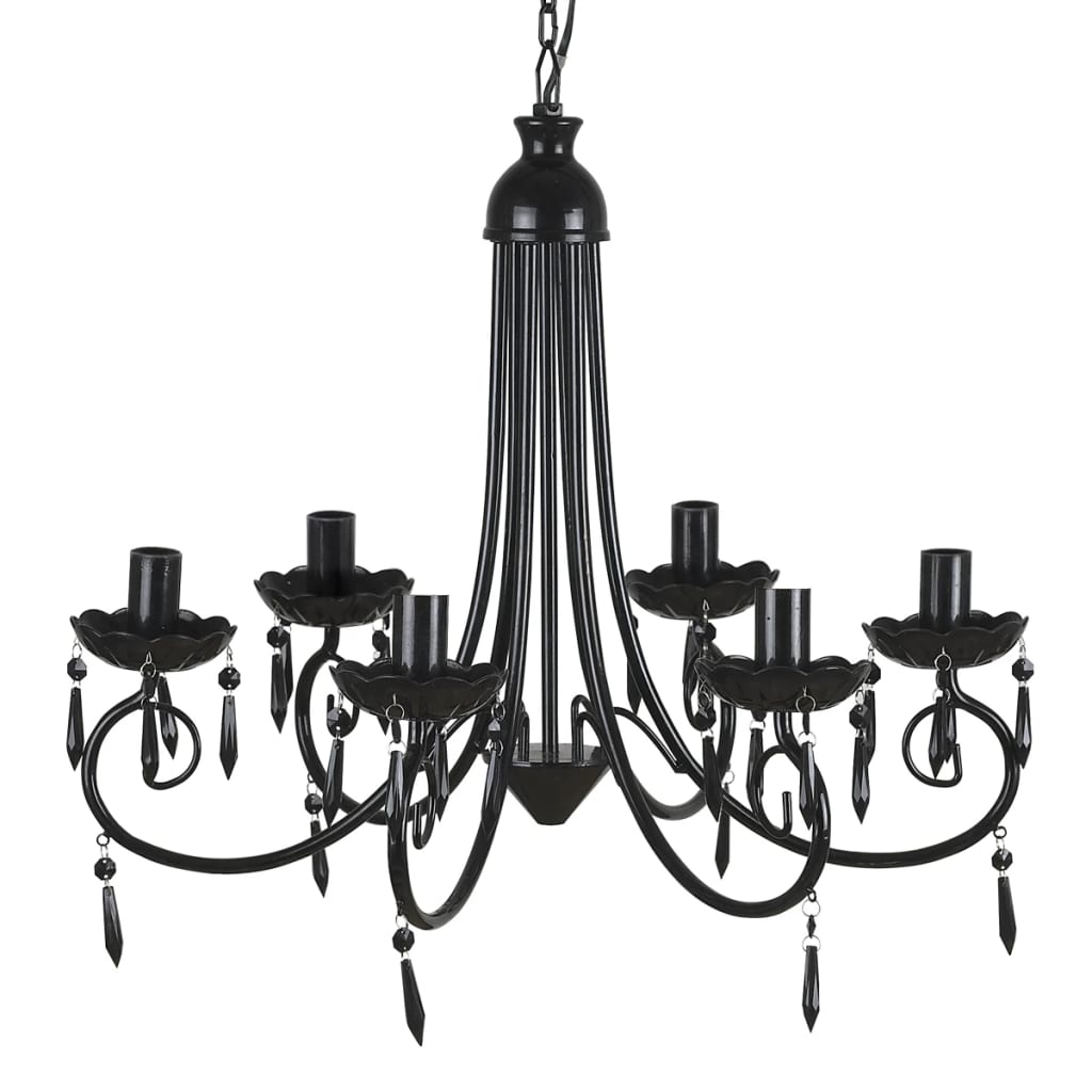 Lampă de tavan Candelabru elegant negru 6 fasunguri pentru becuri