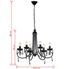 Lampă de tavan Candelabru elegant negru 6 fasunguri pentru becuri