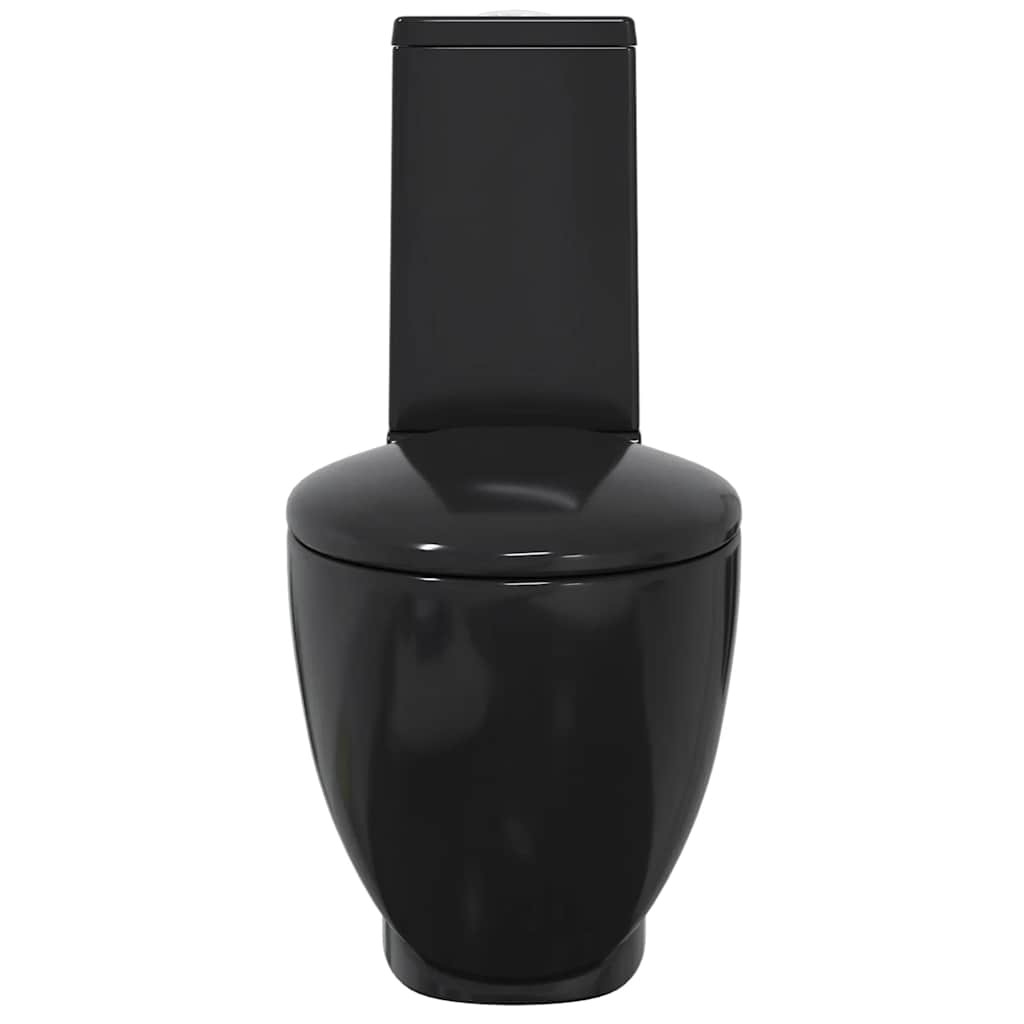 Vas WC toaletă de baie, negru, ceramică, rotund, flux inferior