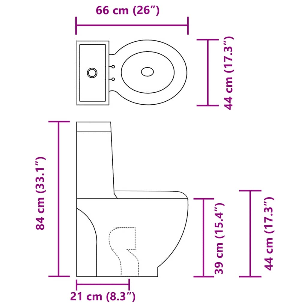 Vas WC toaletă de baie, negru, ceramică, rotund, flux inferior
