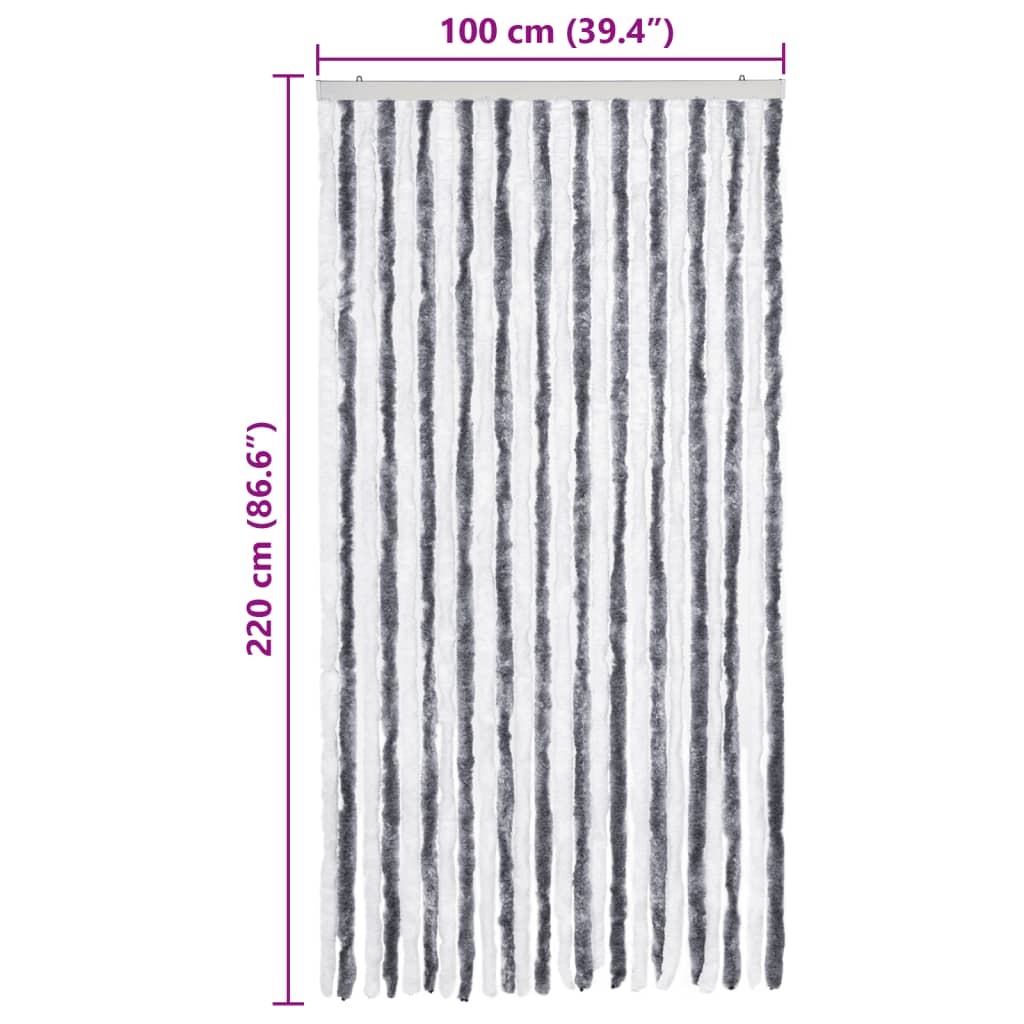 Perdea pentru insecte, gri și alb, 100x220 cm, Chenille