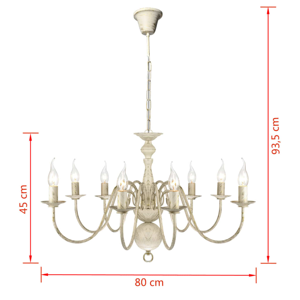 Candelabru alb de metal în stil antic 8 x becuri E14