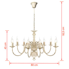 Candelabru alb de metal în stil antic 8 x becuri E14