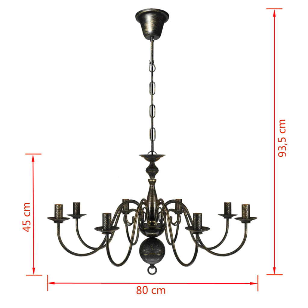 Candelabru alb de metal în stil antichizat, 8 x becuri E14