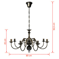 Candelabru alb de metal în stil antichizat, 8 x becuri E14