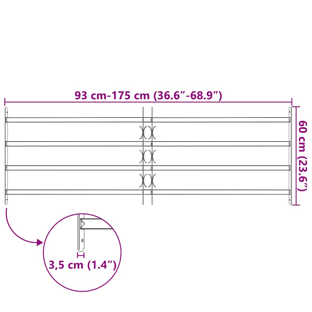 Grilaj de siguranță pentru ferestre cu 4 bare transversale 1000-1500mm