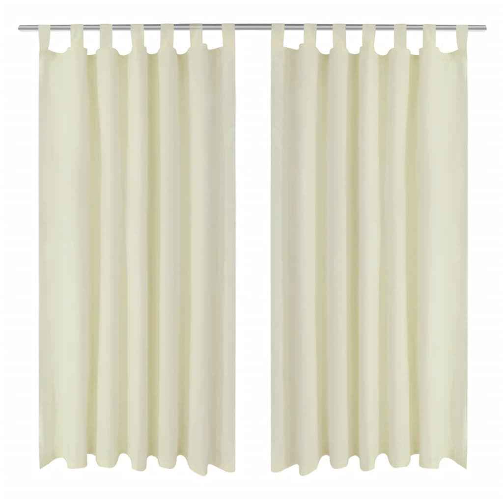 Draperii micro-satin cu bride, 140 x 245 cm, crem, 2 buc.